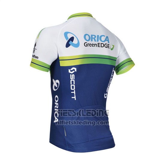 2014 Fietskleding Orica GreenEDGE Wit en Blauw Korte Mouwen en Koersbroek